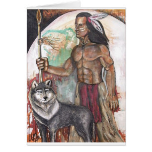 Native American Indian & Wolf