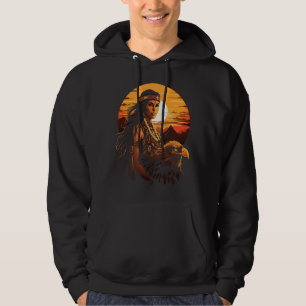 Native American Indian Woman Eagle Sunset Indigeno Hoodie