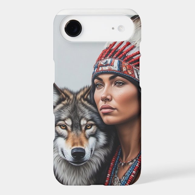 Native American Indian woman with wolf  (Back)