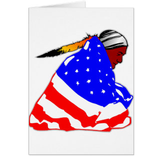 Native American Indian Wrapped In USA Flag