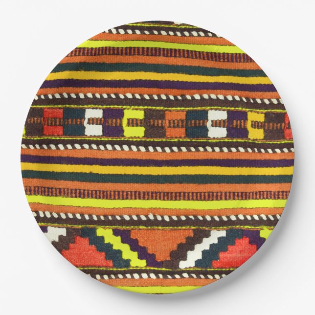 Native American Indian yellow design Paper Plate (Front)