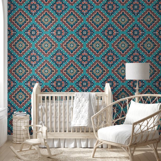 Native American Indians Navajo Mosaic Pattern Wallpaper (Kids)