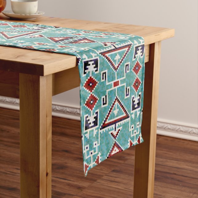 Native American Indians Navajo Pattern Medium Table Runner (In Situ)