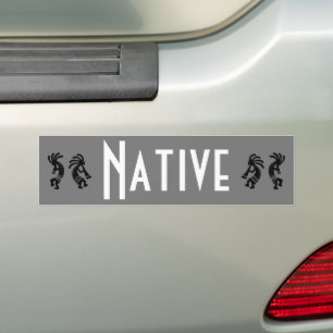 Native American Indigenous Kokopelli Grey Auto Bumper Sticker