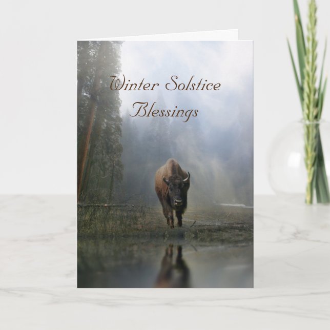 Native American Inspired Buffalo Winter Solstice  Card (Front)