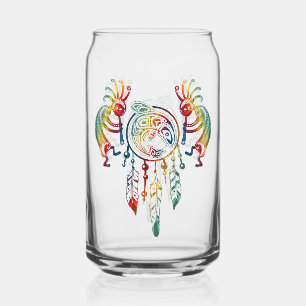 Native American Kokopelli Whale Dreamcatcher 1 Can Glass