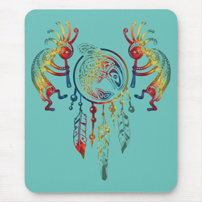 Native American Kokopelli Whale Dreamcatcher 1 Mouse Pad (Front)