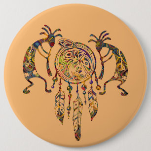 Native American Kokopelli Whale Dreamcatcher 2 6 Cm Round Badge