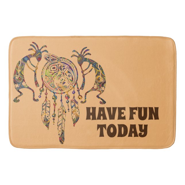 Native American Kokopelli Whale Dreamcatcher 2 Bath Mat (Front)