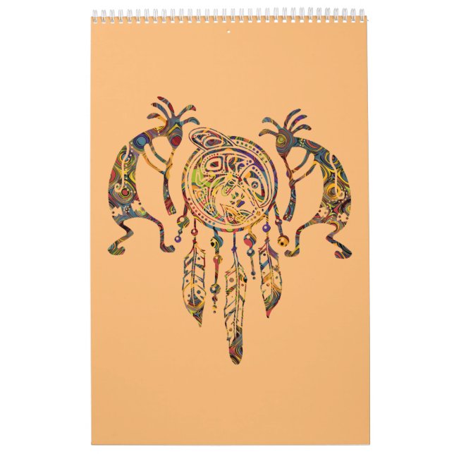 Native American Kokopelli Whale Dreamcatcher 2 Calendar (Cover)