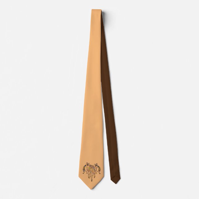 Native American Kokopelli Whale Dreamcatcher 2 Tie (Front)