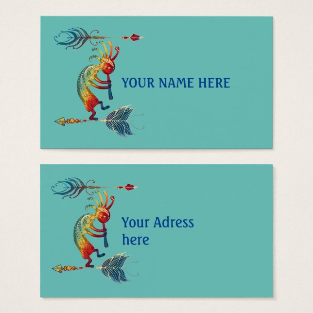 Native American Kokopelli With Two Feathers 1 (Front & Back)