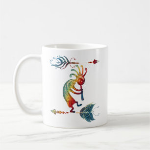 Native American Kokopelli With Two Feathers 1 Coffee Mug