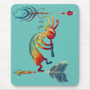 Native American Kokopelli With Two Feathers 1 Mouse Pad