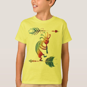 Native American Kokopelli With Two Feathers 1 T-Shirt