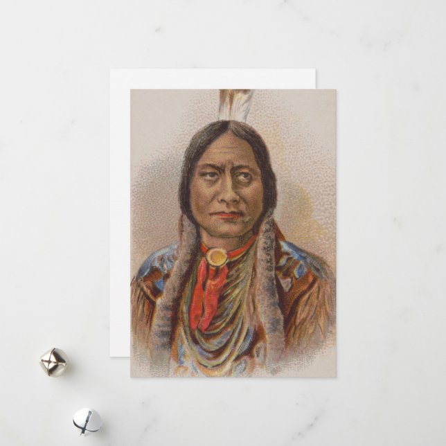 Native American: Lakota Sitting Bull, Smoking Ad Holiday Card (Front/Back In Situ)