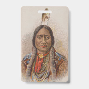 Native American: Lakota Sitting Bull, Smoking Ad ID Badge