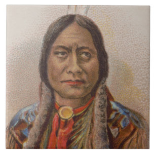 Native American: Lakota Sitting Bull, Smoking Ad Tile