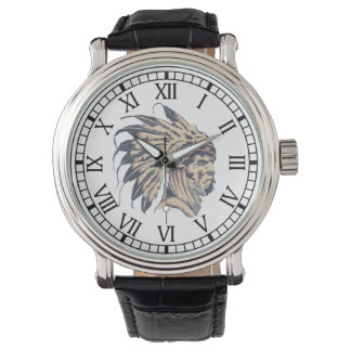 Native American Leather Strap Watch with Numbers
