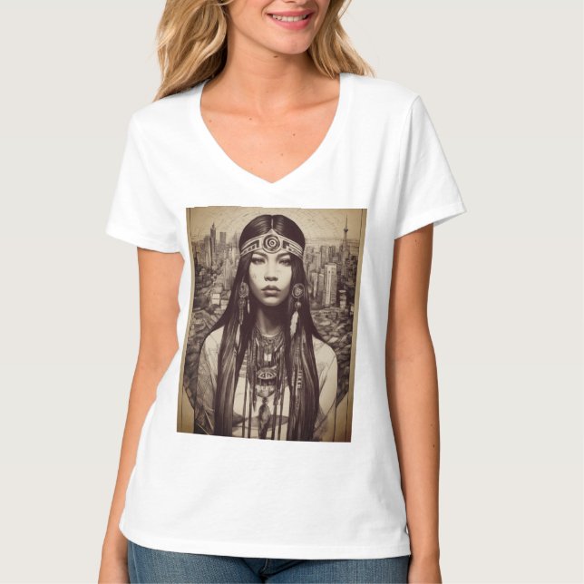 Native American Linework T-Shirt Design (Front)