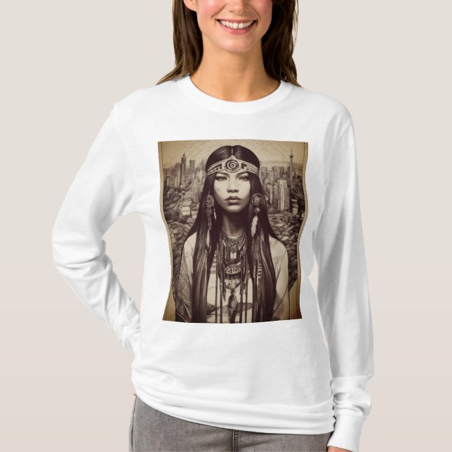 Native American Linework T-Shirt Design (Front)