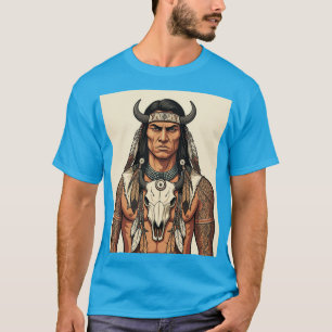 Native American Linework Tattoo-Inspired T-Shirts
