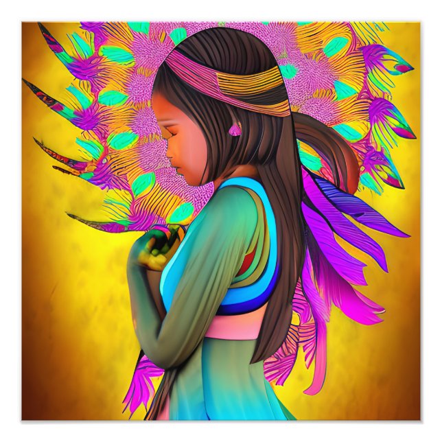Native American Little Girl AI Art Photo Print (Front)