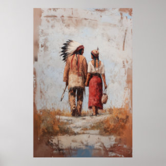 Native American Love Couple Poster
