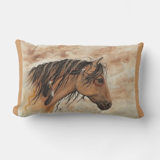 Native American Majestic Mustang Series Horse Art  Lumbar Cushion (Front)