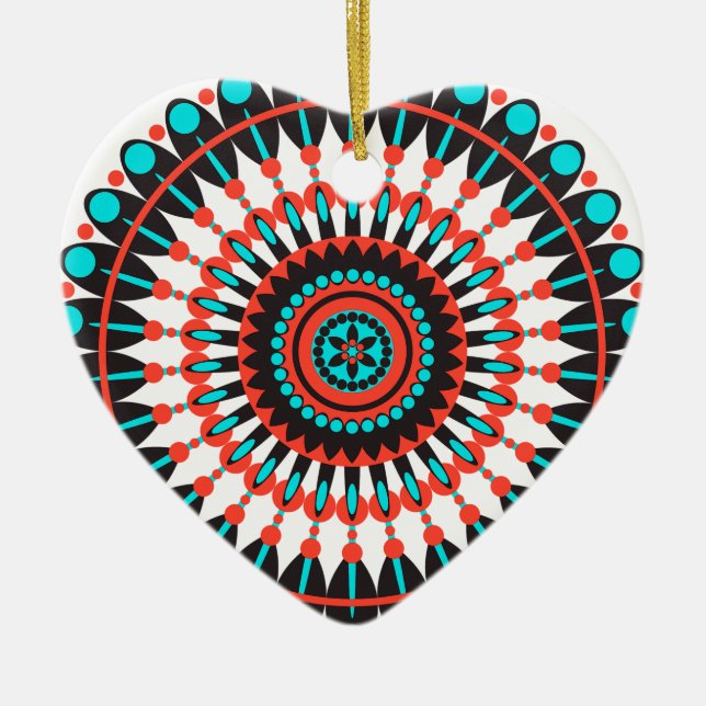 Native American Mandala Ceramic Tree Decoration (Front)