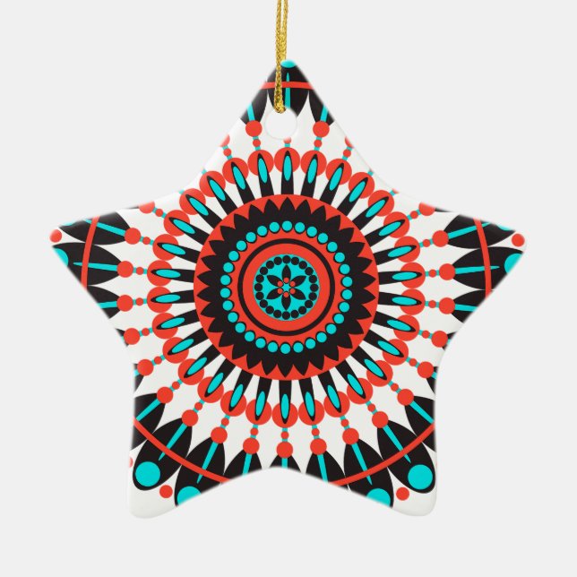 Native American Mandala Ceramic Tree Decoration (Front)