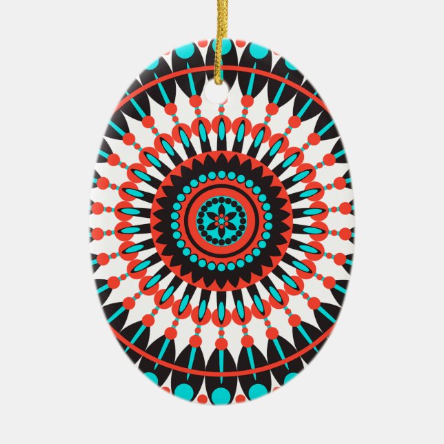 Native American Mandala Ceramic Tree Decoration (Front)