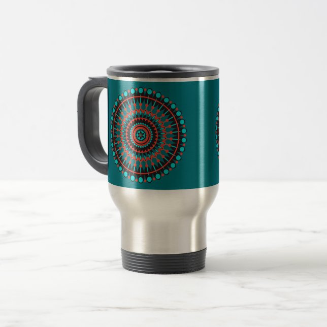 Native American Mandala Travel Mug (Front Left)