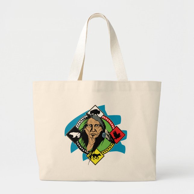 Native American Medicine Wheel Large Tote Bag (Front)