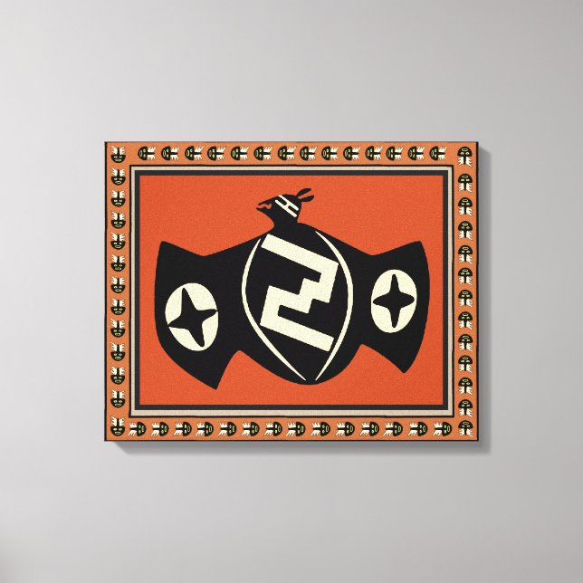 Native American Mimbres Bat Bird Wrapped Canvas (Front)