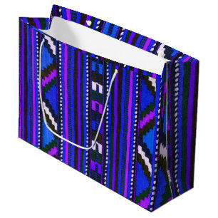 Native American Navajo Indian blue texture design Large Gift Bag