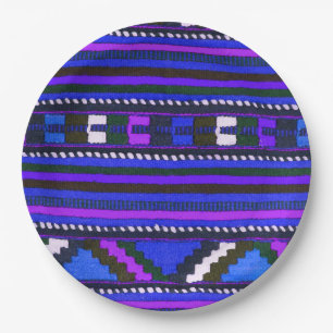 Native American Navajo Indian blue texture design Paper Plate