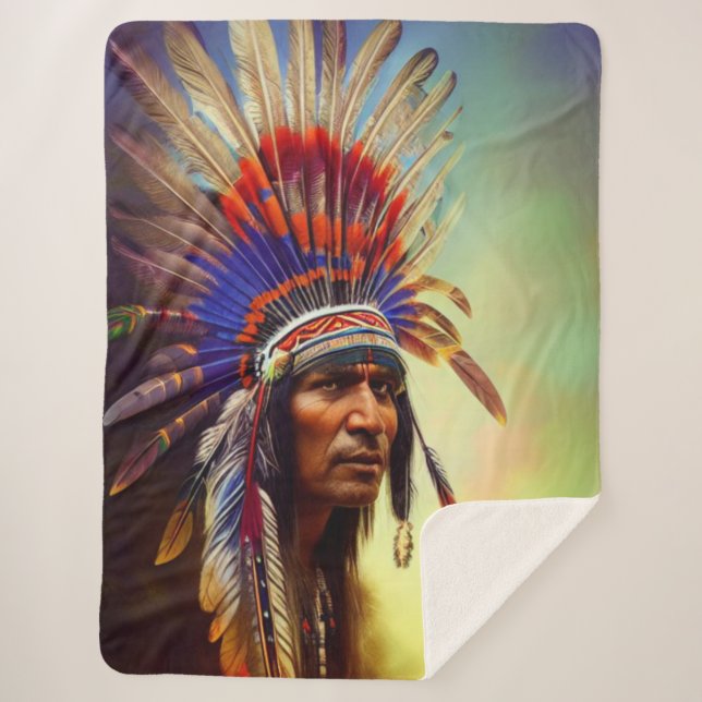 Native American Ojibwe Sherpa Blanket (Front)