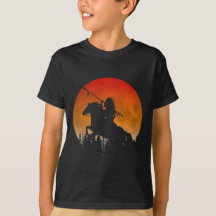 Native American On Horseback Silhouette Of Trees A T-Shirt