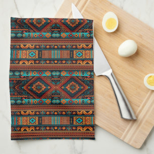 Native American Pattern Boho Culture Abstract Arts Tea Towel