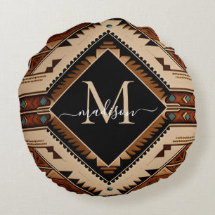Native American Pattern Indian Culture Boho Style Round Cushion