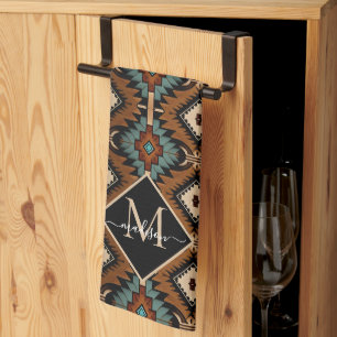Native American Pattern Indian Culture Boho Style Tea Towel