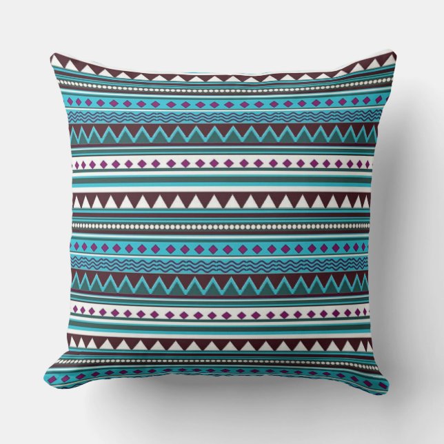Native American Pattern Throw Pillow/Aztec Cushion (Front)