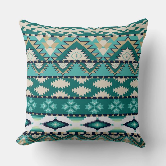Native American Pattern Throw Pillow/Aztec Cushion (Front)