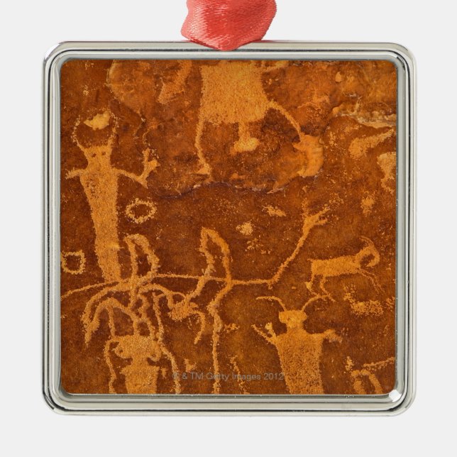 Native American petroglyphs, Rochester Panel, Metal Tree Decoration (Front)