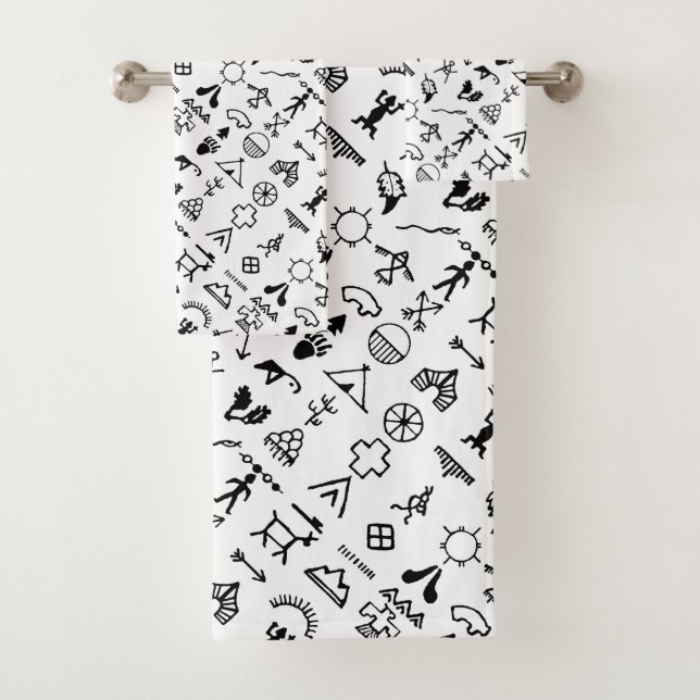 Native American Picture Symbols Bath Towel Set (Insitu)