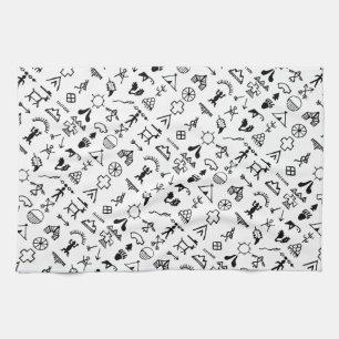 Native American Picture Symbols Tea Towel
