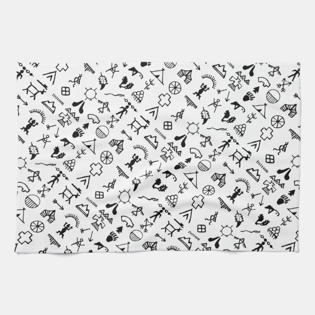 Native American Picture Symbols Tea Towel (Horizontal)