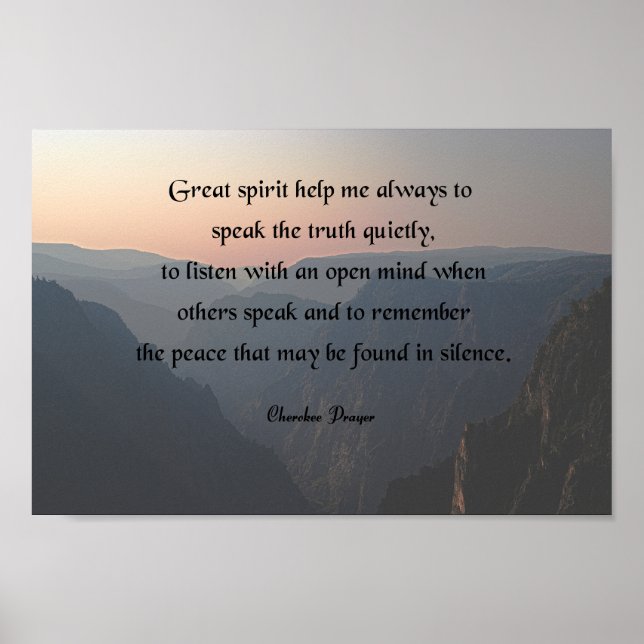 Native American Prayer, Great spirit help me Poster (Front)