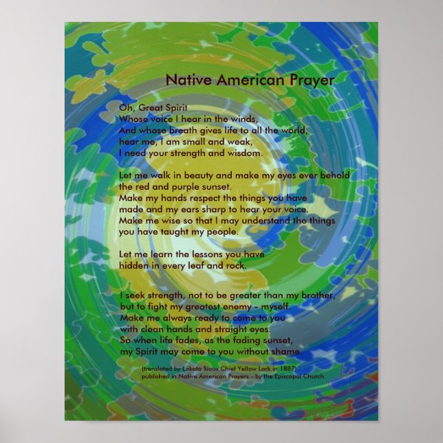 Native American Prayer Poster (Front)